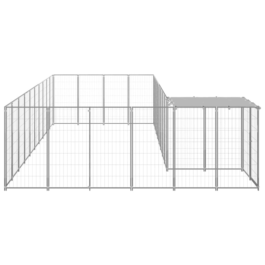 Hondenkennel 19,36 m² staal zilverkleurig 19.36 m² Zilver
