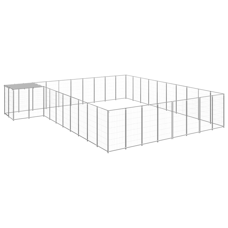 Hondenkennel 25,41 m² staal zilverkleurig 25.41 m² Zilver