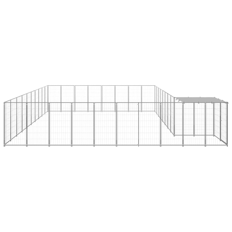 Hondenkennel 25,41 m² staal zilverkleurig 25.41 m² Zilver