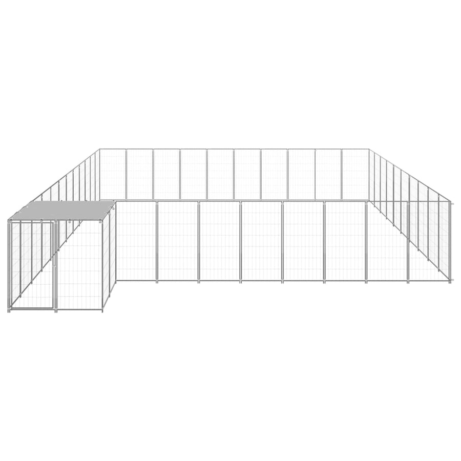Hondenkennel 31,46 m² staal zilverkleurig 31.46 m² Zilver
