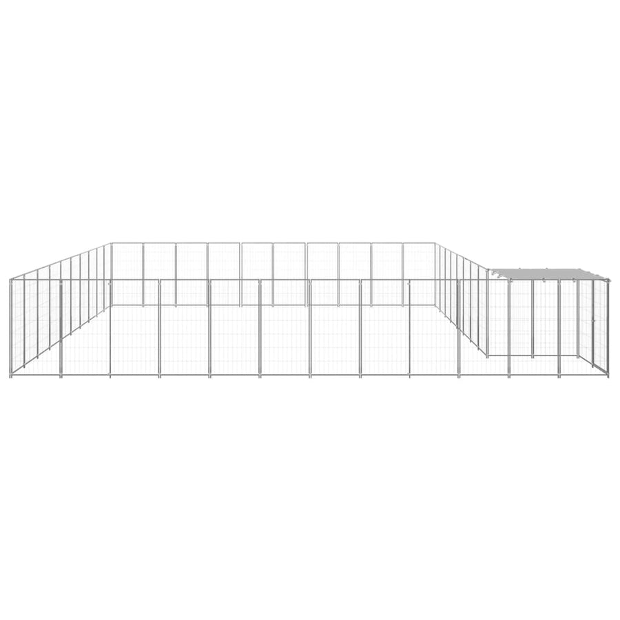 Hondenkennel 31,46 m² staal zilverkleurig 31.46 m² Zilver