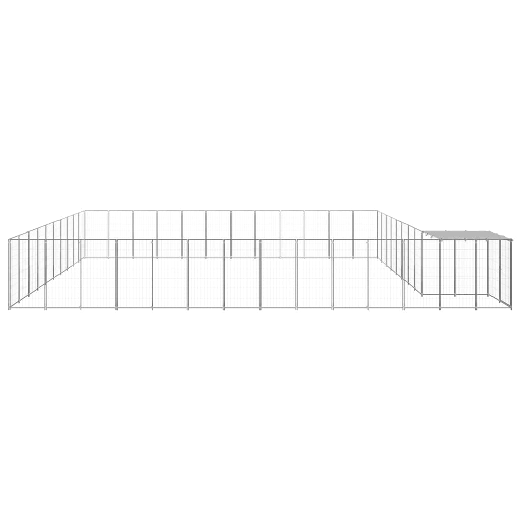 Hondenkennel 37,51 m² staal zilverkleurig 37.51 m² Zilver