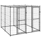 Hondenkennel met dak 220x220x180 cm zwart zilver
