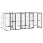Hondenkennel 440x220x180 cm staal zwart zilver
