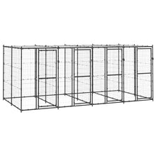 Hondenkennel Met Dak 9,68 M² Staal Zwart En Zilver 440 x 220 x 180 cm