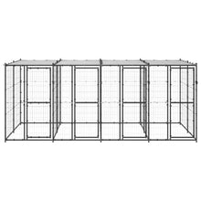 Hondenkennel Met Dak 9,68 M² Staal Zwart En Zilver 440 x 220 x 180 cm