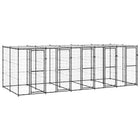 Hondenkennel met dak 550x220x180 cm staal zwart zilver