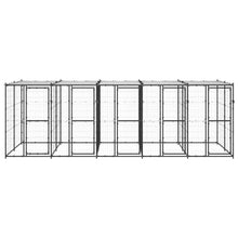 Hondenkennel Met Dak 12,1 M² Staal Zwart En Zilver 550 x 220 x 180 cm