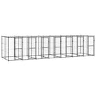 Hondenkennel 770x220x180 cm staal zwart zilver met dak