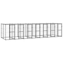 Hondenkennel Met Dak 16,94 M² Staal Zwart En Zilver 770 x 220 x 180 cm