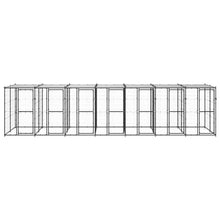 Hondenkennel Met Dak 16,94 M² Staal Zwart En Zilver 770 x 220 x 180 cm