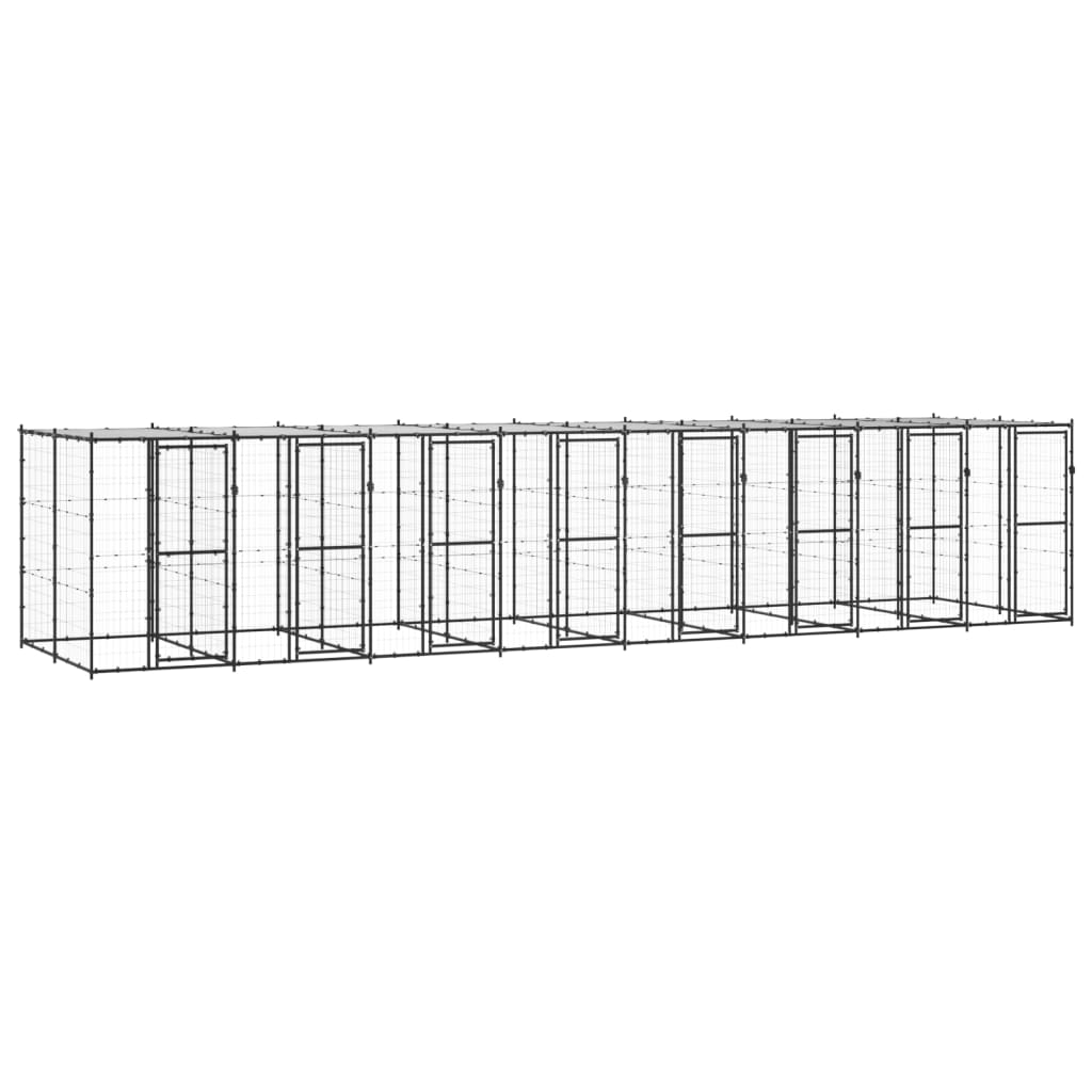 Hondenkennel met dak 19,36 m² staal