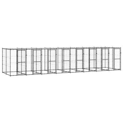 Hondenkennel met dak 19,36 m² staal