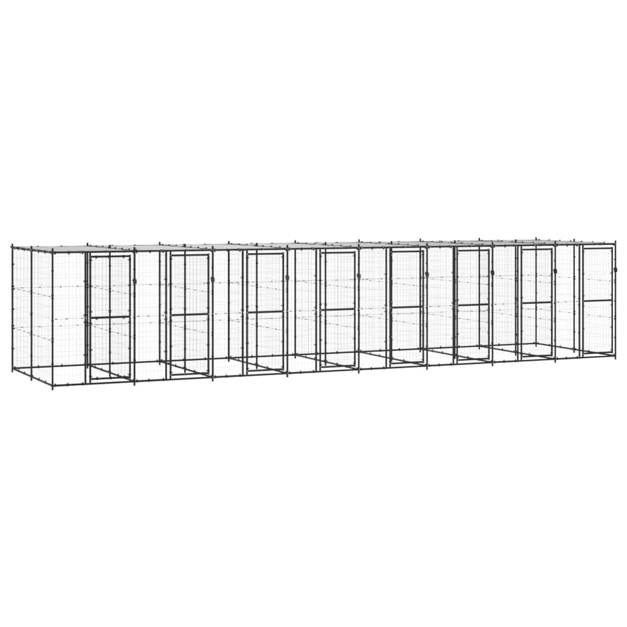 Hondenkennel met dak 19,36 m² staal