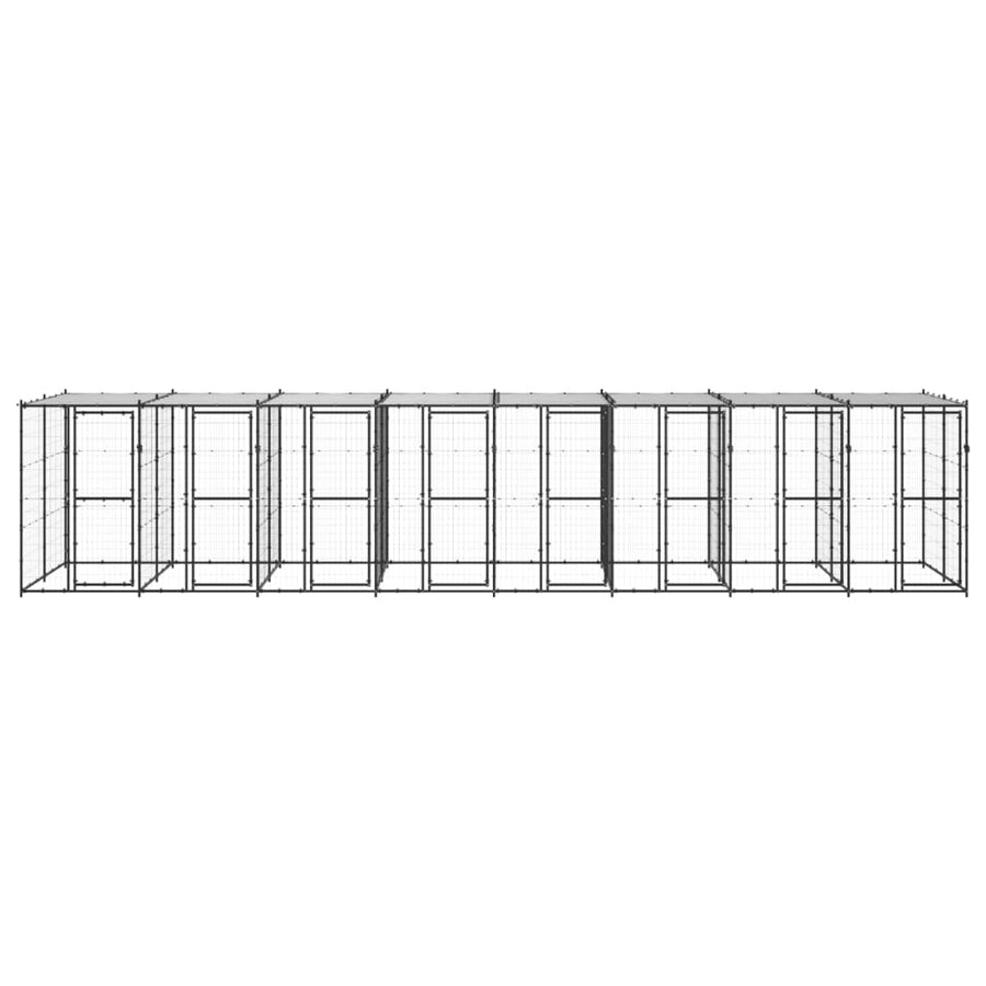 Hondenkennel met dak 19,36 m² staal