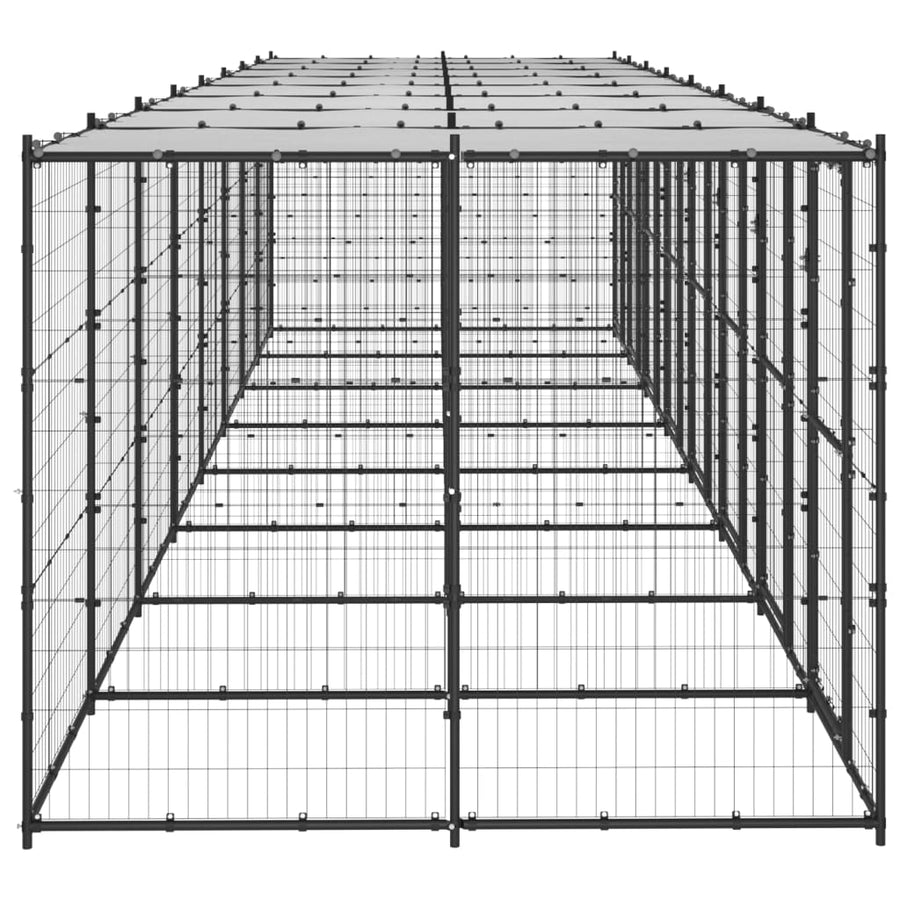 Hondenkennel met dak 19,36 m² staal