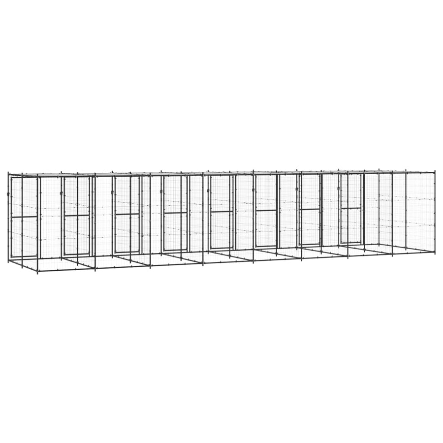 Hondenkennel met dak 19,36 m² staal