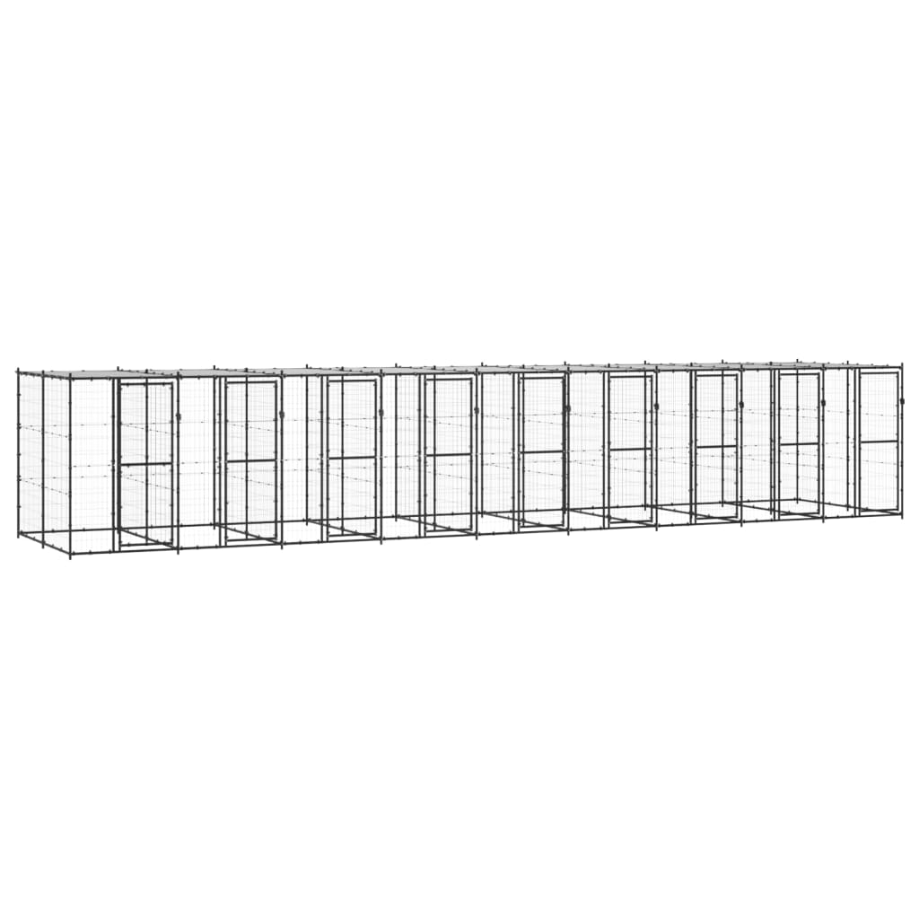 Hondenkennel met dak 21,78 m² staal