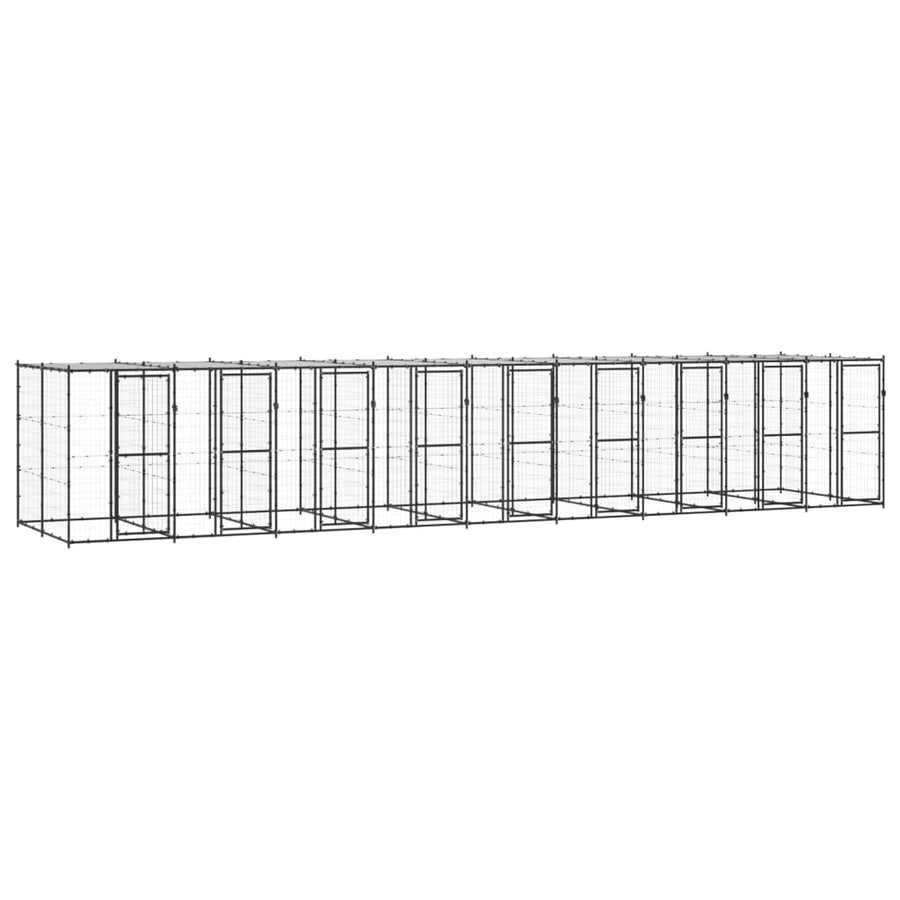 Hondenkennel met dak 21,78 m² staal