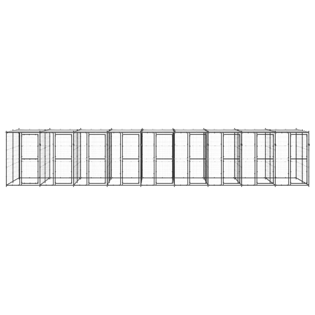 Hondenkennel met dak 21,78 m² staal
