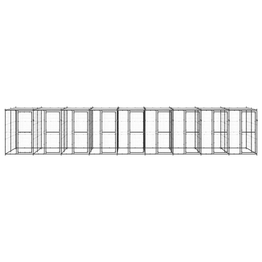 Hondenkennel met dak 21,78 m² staal
