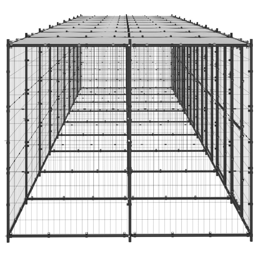 Hondenkennel met dak 21,78 m² staal