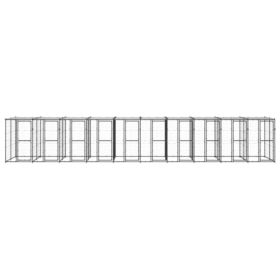 Hondenkennel met dak 24,2 m² staal