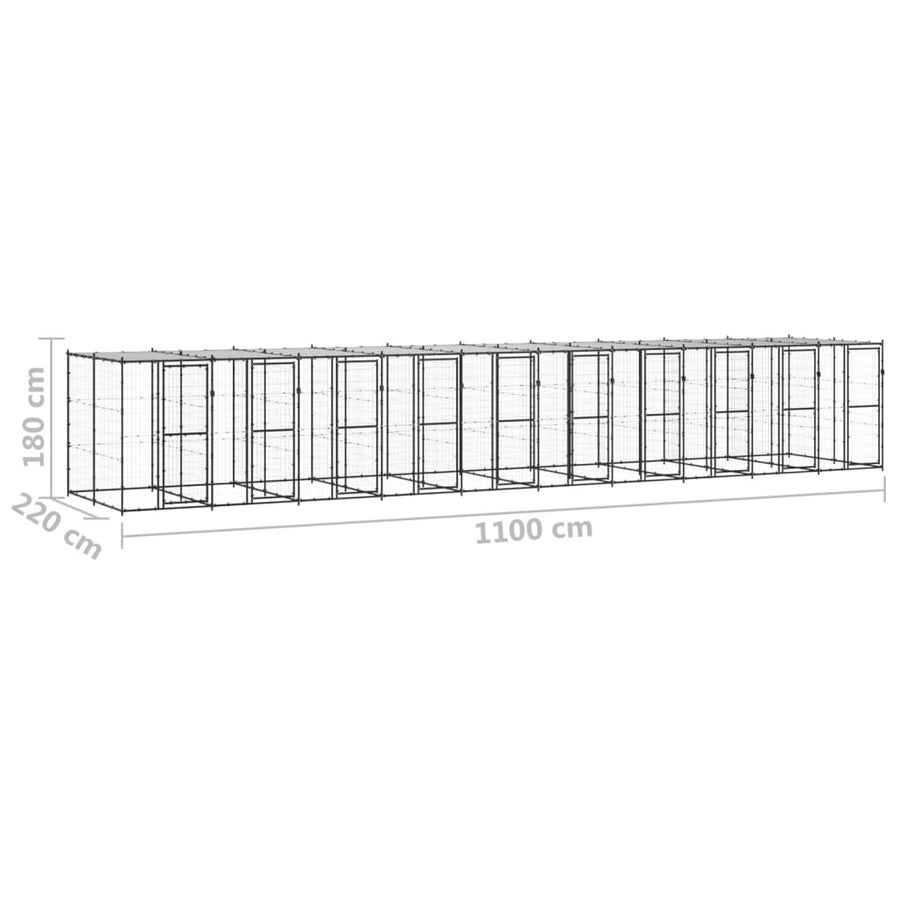Hondenkennel met dak 24,2 m² staal