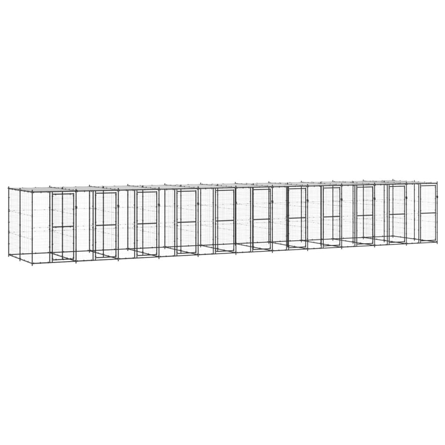 Hondenkennel met dak 26,62 m² staal