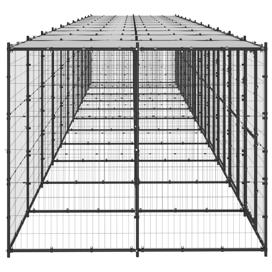 Hondenkennel met dak 26,62 m² staal