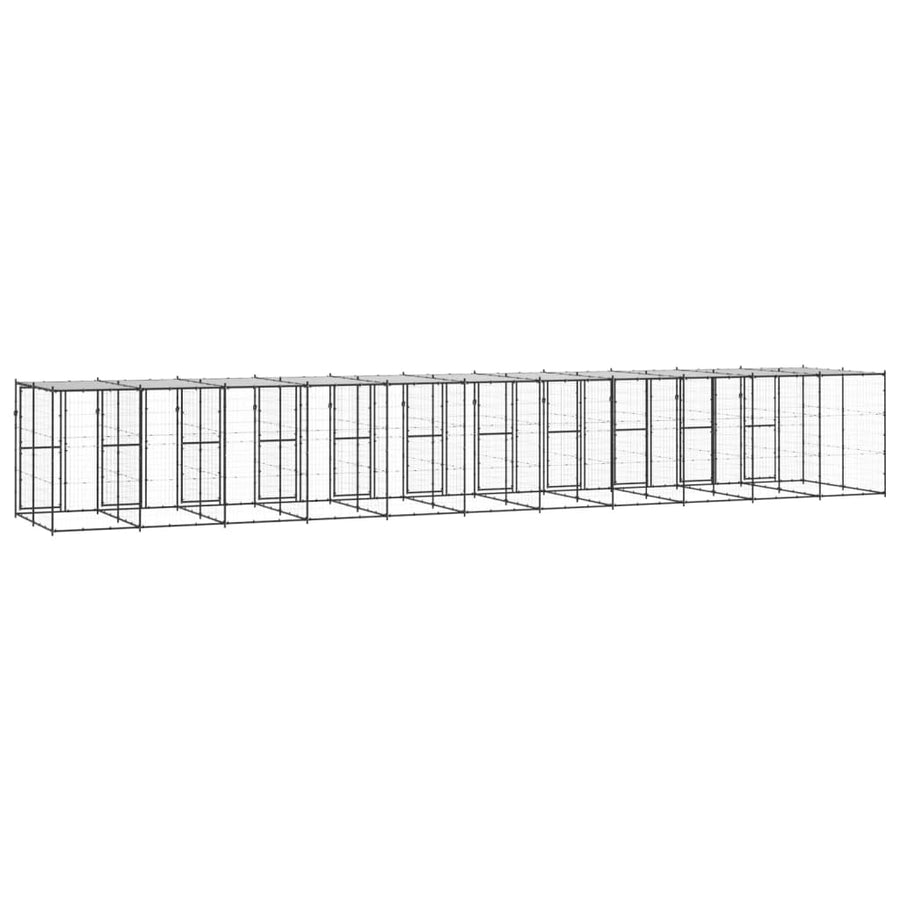 Hondenkennel met dak 26,62 m² staal