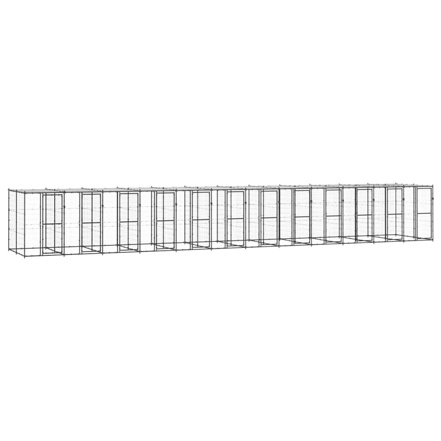 Hondenkennel met dak 29,04 m² staal