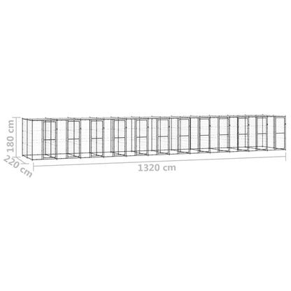 Hondenkennel met dak 29,04 m² staal