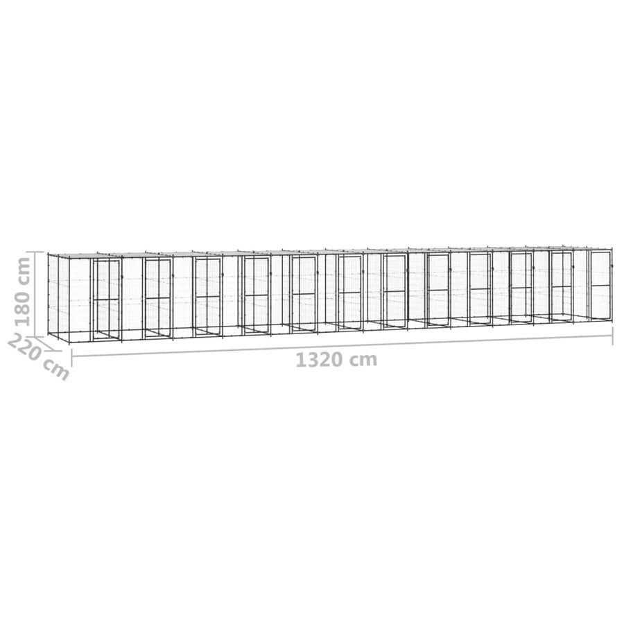 Hondenkennel met dak 29,04 m² staal