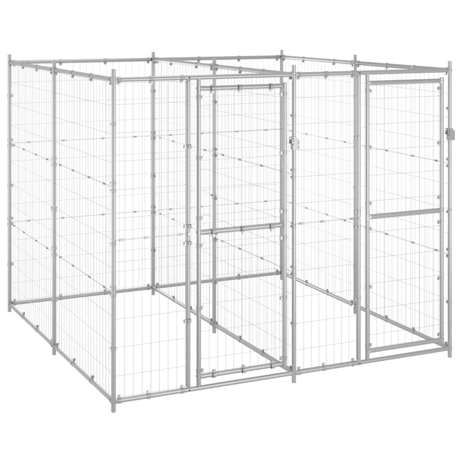 Hondenkennel 4,84 m² gegalvaniseerd staal 220 x 220 x 180 cm Zilver Nee