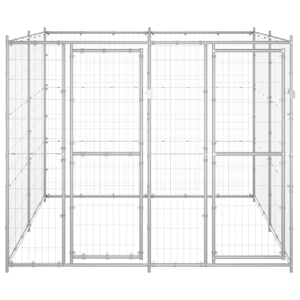 Hondenkennel 4,84 m² gegalvaniseerd staal 220 x 220 x 180 cm Zilver Nee