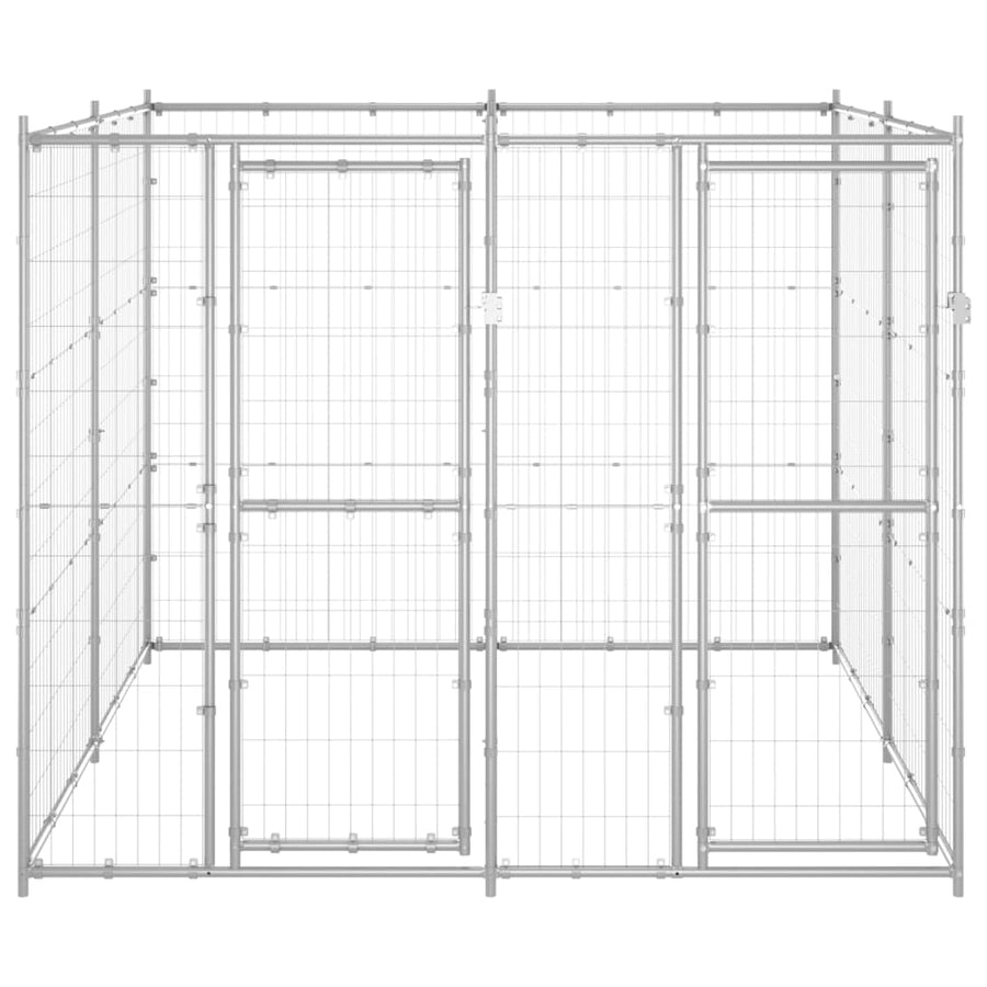 Hondenkennel 4,84 m² gegalvaniseerd staal 220 x 220 x 180 cm Zilver Nee