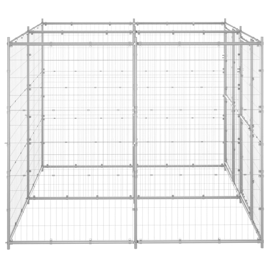Hondenkennel 4,84 m² gegalvaniseerd staal 220 x 220 x 180 cm Zilver Nee