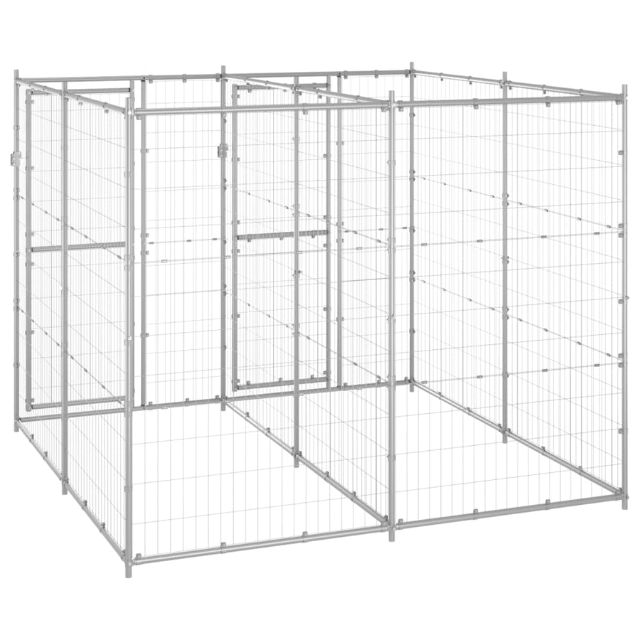 Hondenkennel 4,84 m² gegalvaniseerd staal 220 x 220 x 180 cm Zilver Nee