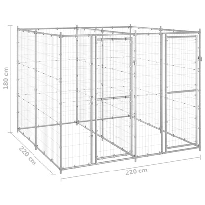 Hondenkennel 4,84 m² gegalvaniseerd staal 220 x 220 x 180 cm Zilver Nee
