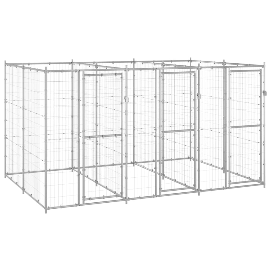 Hondenkennel 7,26 m² gegalvaniseerd staal 330 x 220 x 180 cm Zilver Nee
