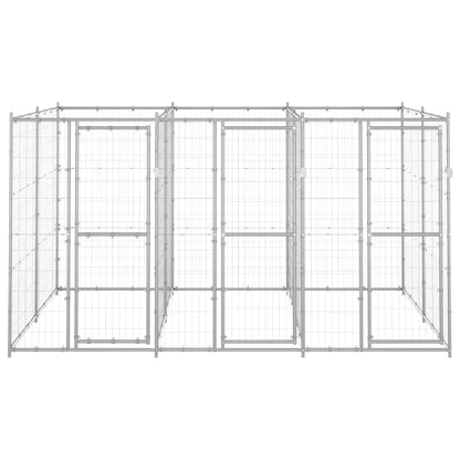 Hondenkennel 7,26 m² gegalvaniseerd staal 330 x 220 x 180 cm Zilver Nee