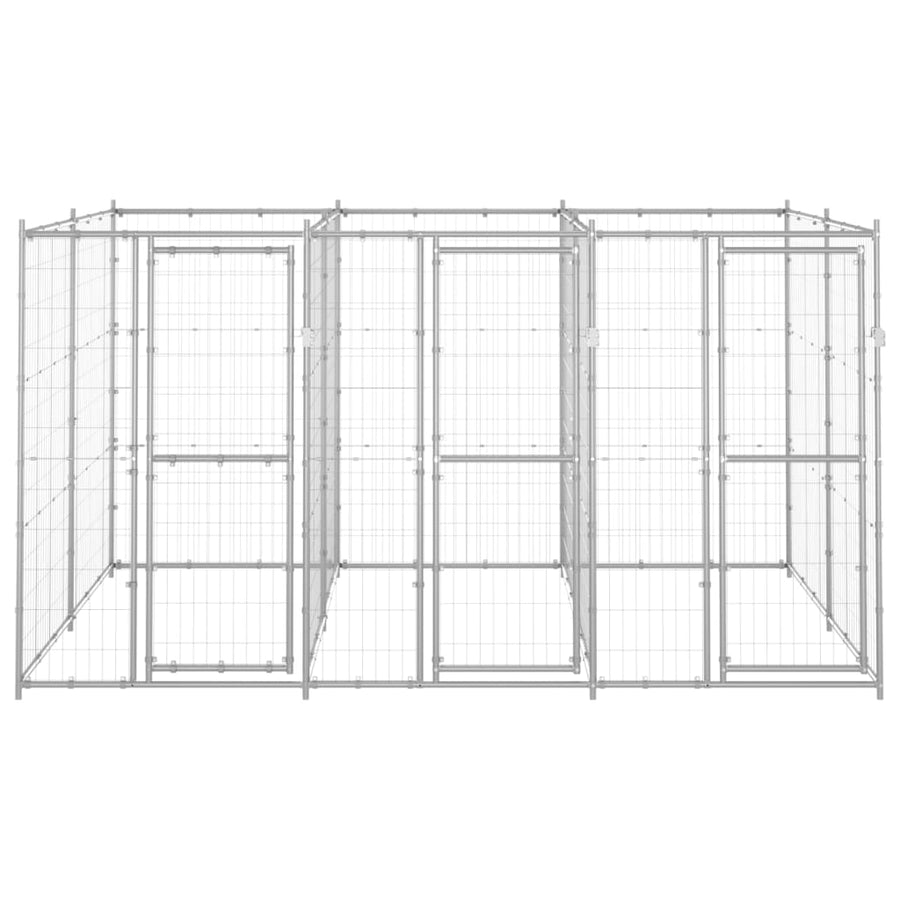 Hondenkennel 7,26 m² gegalvaniseerd staal 330 x 220 x 180 cm Zilver Nee