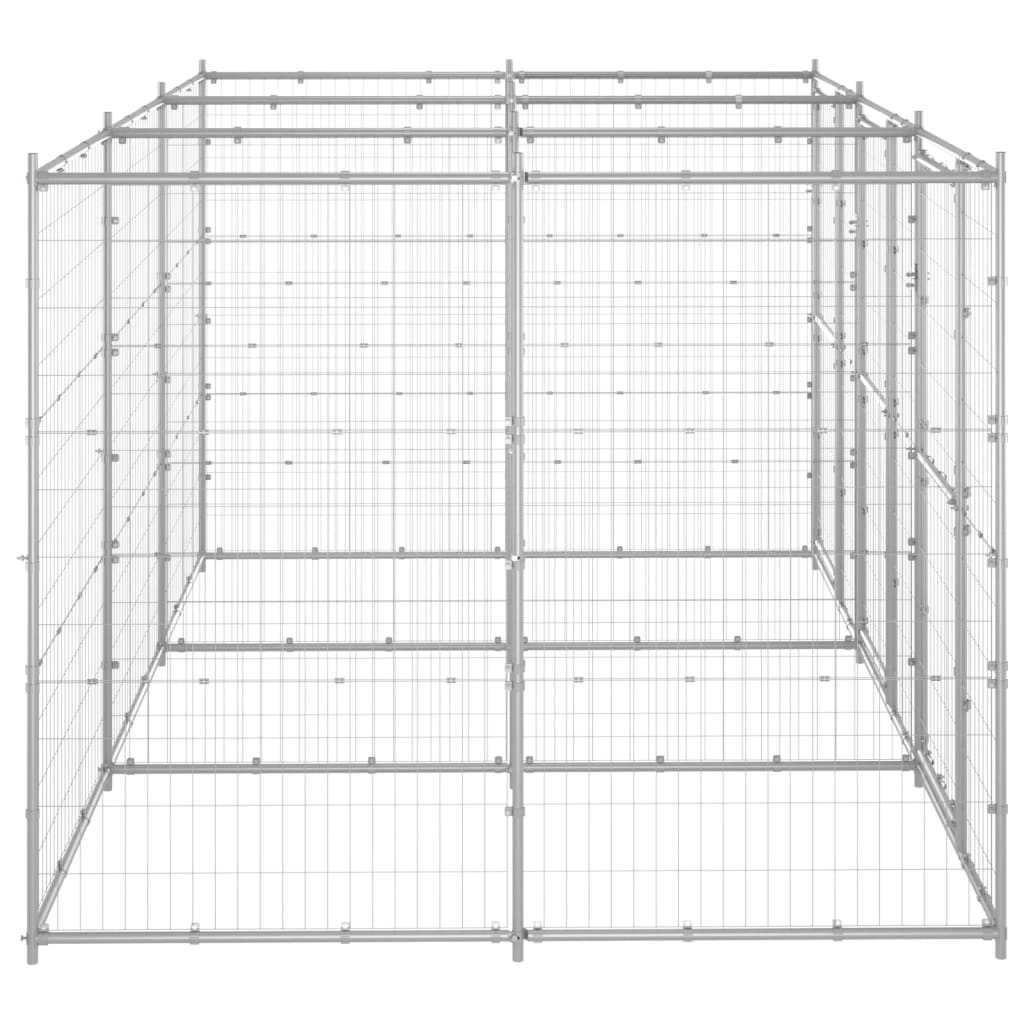 Hondenkennel 7,26 m² gegalvaniseerd staal 330 x 220 x 180 cm Zilver Nee