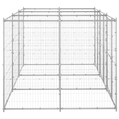 Hondenkennel 7,26 m² gegalvaniseerd staal 330 x 220 x 180 cm Zilver Nee
