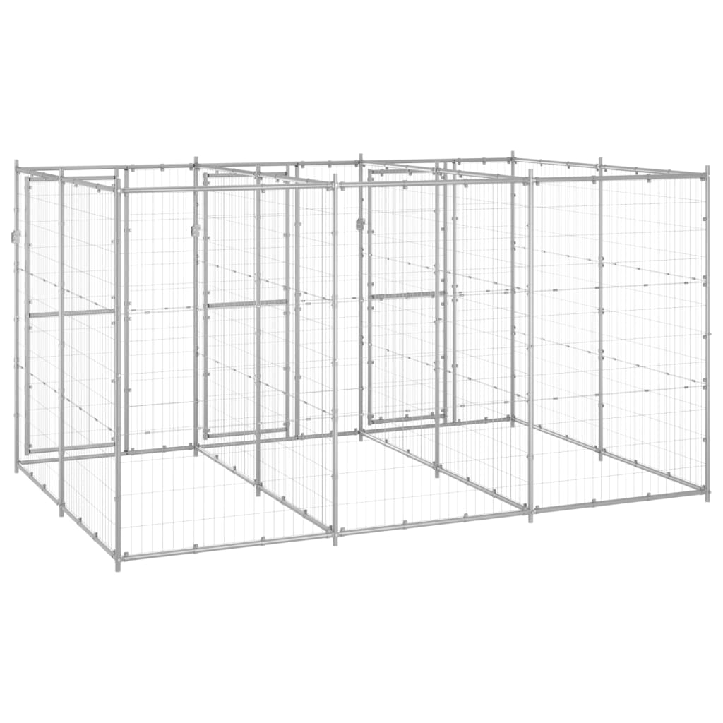 Hondenkennel 7,26 m² gegalvaniseerd staal 330 x 220 x 180 cm Zilver Nee