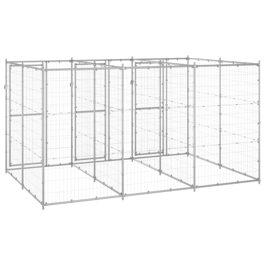 Hondenkennel 7,26 m² gegalvaniseerd staal 330 x 220 x 180 cm Zilver Nee