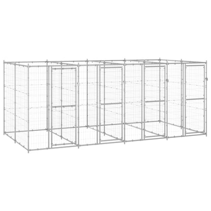 Hondenkennel 9,68 m² gegalvaniseerd staal 440 x 220 x 180 cm Zilver Nee