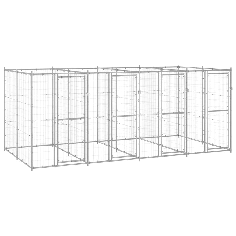 Hondenkennel 9,68 m² gegalvaniseerd staal 440 x 220 x 180 cm Zilver Nee