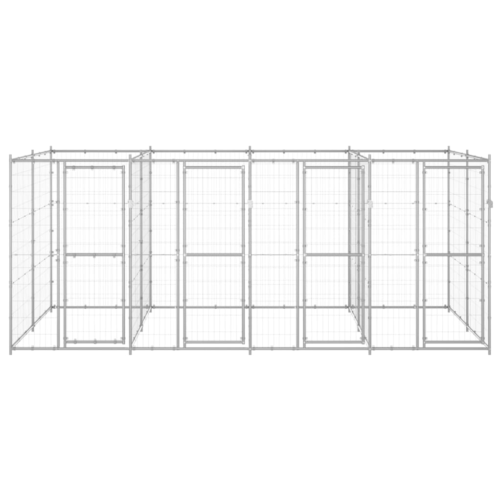 Hondenkennel 9,68 m² gegalvaniseerd staal 440 x 220 x 180 cm Zilver Nee